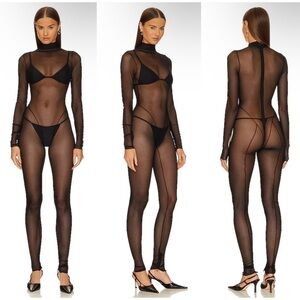 LaQuan Smith Mesh Jumpsuit in Black Size S